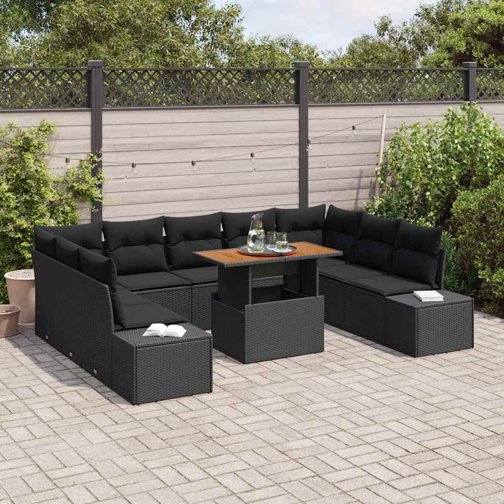 Garten Essgruppe mit Kissen 10 pcs Schwarz und Creme