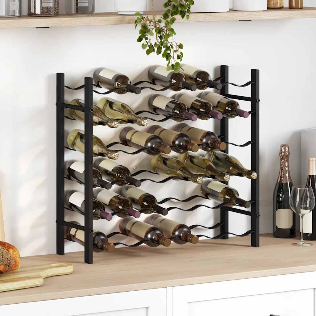 Weinregal für 48 Flaschen Schwarz Metall