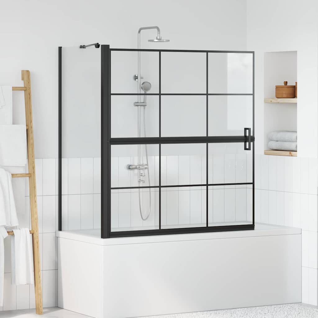 Bad-Duschschirm Schwarz und Transparent 80 x 68 x 128 cm