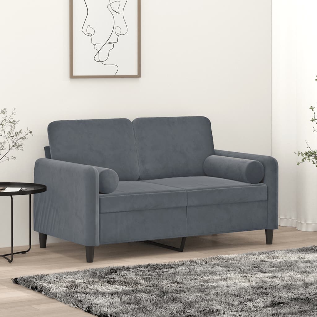 2-Sitzer-Sofa mit Zierkissen Dunkelgrün 120 cm Samt