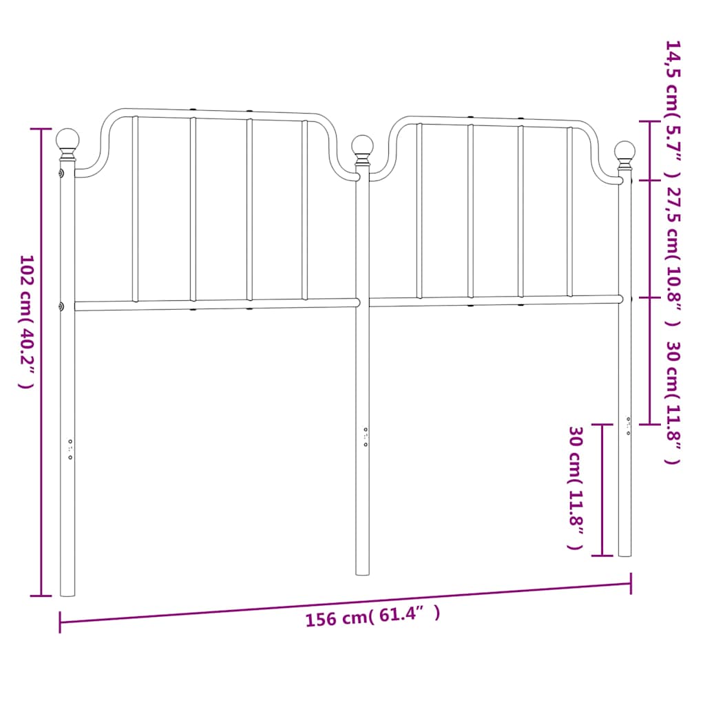 Ersatz-Kopfteil Metall Schwarz 135 cm